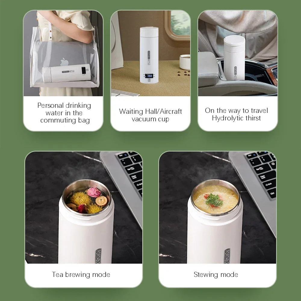 Portable Electric Kettles Tea Coffee Kettle Mini Travel Boil Water Stewable Keep Warm Appliances Thermo Anti-Scald Bottle - AMULET RING STORE