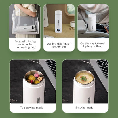 Portable Electric Kettles Tea Coffee Kettle Mini Travel Boil Water Stewable Keep Warm Appliances Thermo Anti-Scald Bottle - AMULET RING STORE