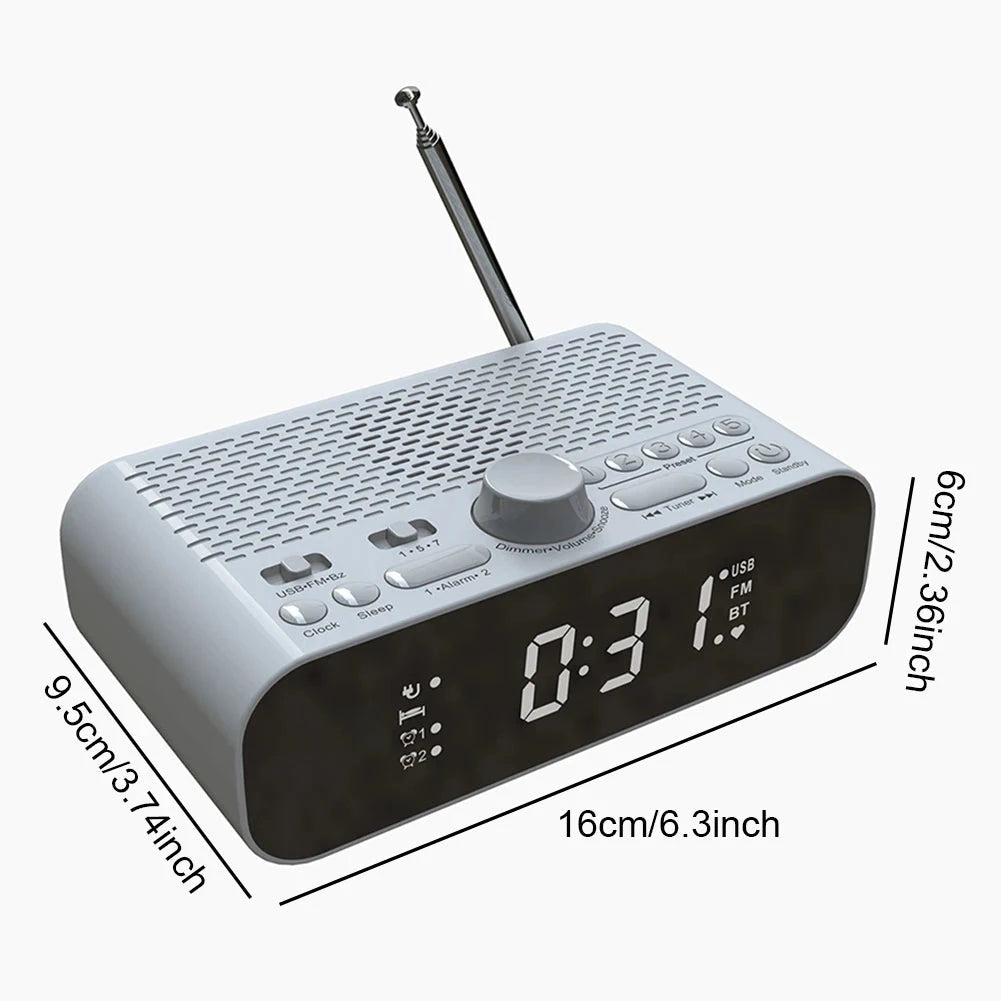 Digital Alarm Clock Radio LED Display Digital Radio Rechargeable Clock Radio with Auto-Off Timer
