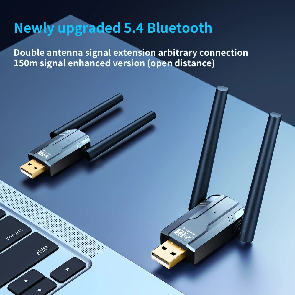 150m Bluetooth 5.4 USB Adapter 5.3 Dongle Driver Free for Windows 11/10/8.1 Mouse Keyboard Audio Receiver Transmitter Bluetooth - AMULET RING STORE