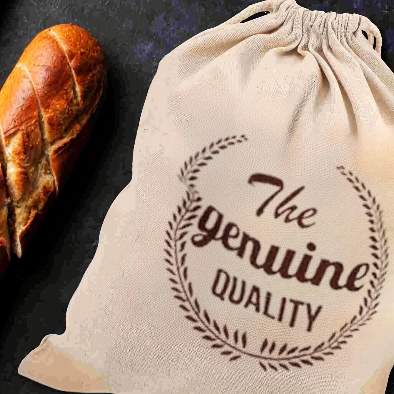 1/6pcs Reusable Linen Bread Bag Baking Storage Container for Toast Unbleached Preservation Bag with Drawstring Kitchen Organizer - AMULET RING STORE
