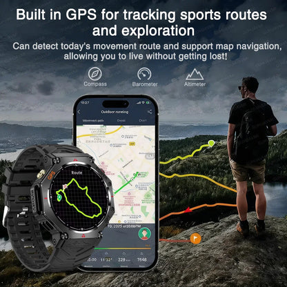 2026 New T-REX3 GPS Smart Watch AMOLED 10ATM Waterproof Compass Tactics Flashlight Voice Call Sports Men Fitness Swim Bracelet