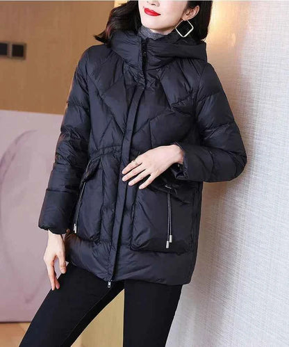 Woman Coat Zip-up Black Thick Padding Duck Down Quilted Padded Jackets for Women Hoodie Y2k Fashion 2025 Trend Luxury Hot Youth