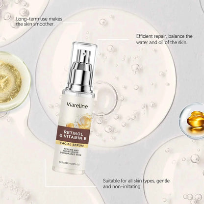Viareline Retinol Facial Serum Gentle Hydrating Remove Dark Spots Fade Fine Lines Lasting Booster Glowing Daily Skin Face Serum