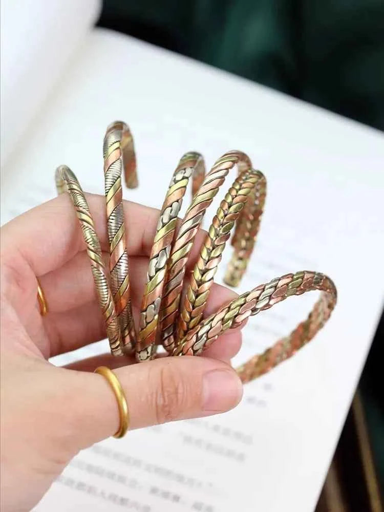 Indian Jewelry Red Copper Wrapped Open Cuff Slim Bangles for Girls BB-218