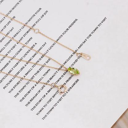 LAMOON Natrual Peridot Necklace For Women Gemstone Pendant 925 Sterling Silver Gold Plated Fine Jewelry August Birthstone Gift