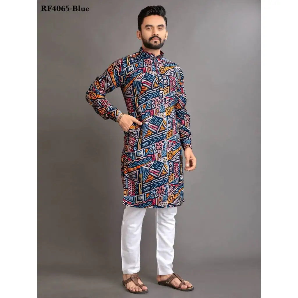 2025 Men's Clothing Stand Collar Golden Print Long Sleeve Shirt Trendy Hip Hop Casual Clothes Ethnic Style Mid-Length Top