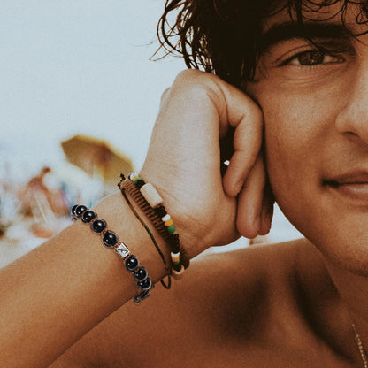 12 Zodiac Natural Stone Obsidian Hand-Woven Bracelets Cancer  Pisces Men's Bracelets Couples Friendship Jewelry pulseras hombre