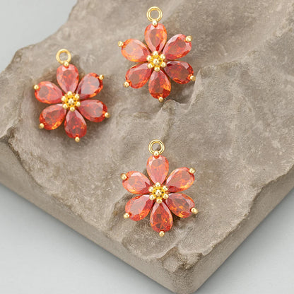 GUFEATHER,6pcs/lot,MC78,jewelry accessories,18k gold plated,nickel free,copper,zircon,hand made,flower shape,charms,diy pendants - AMULET RING STORE