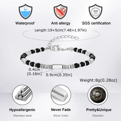 Trendy Unique Natural Stone Beaded Bracelet, Stainless Steel Chain Wristband Bracelet, Classic Tiger Eye Stone Jewelry for Men