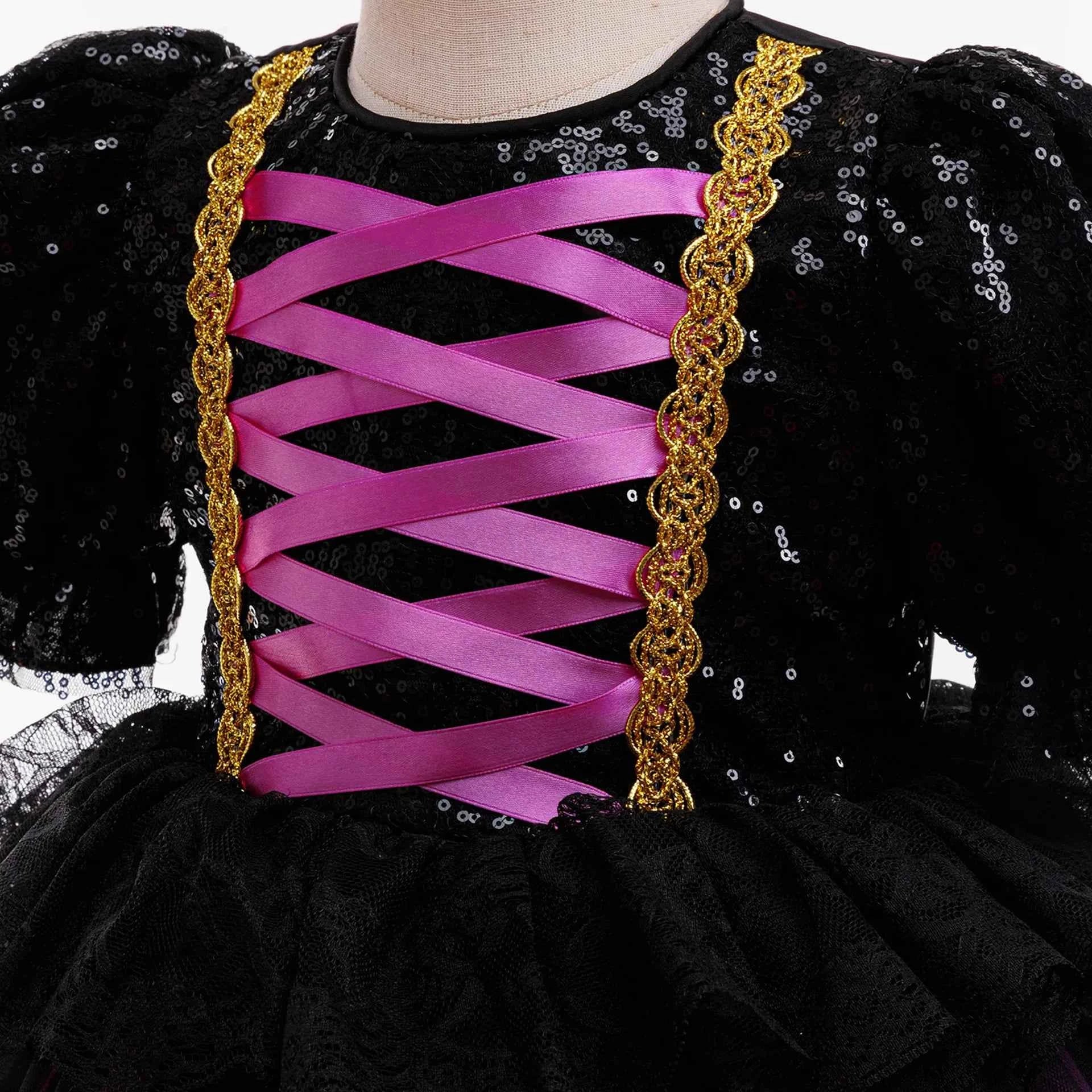 Girl Halloween costume 4-8 Yrs Halloween Theme Party Dresses Skeleton Bat Pumpkin Print Frocks Luxury Fluffy Kids Elegant Gown