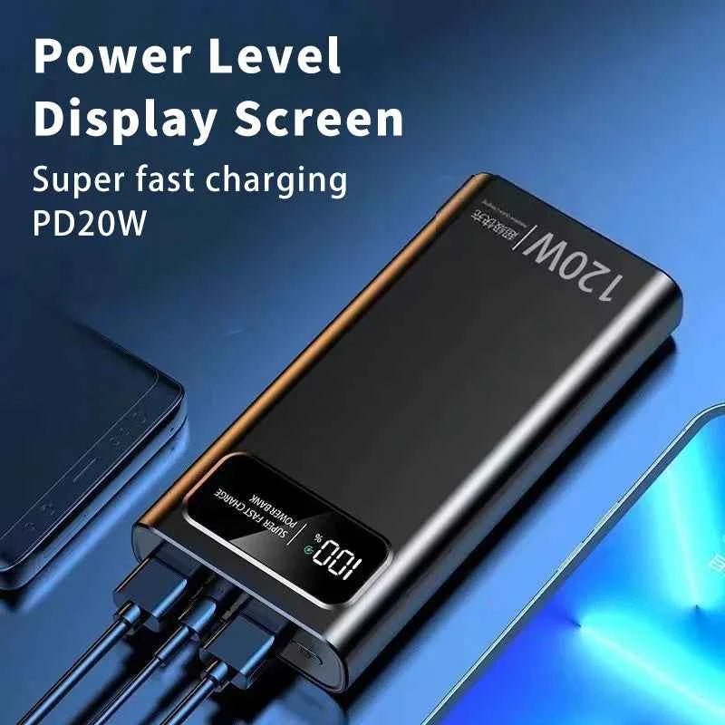 VIVO 200000mAh LED Digital Display Power Bank High Capacity 120W Super Fast Charging Portable External Battery For IPhone New