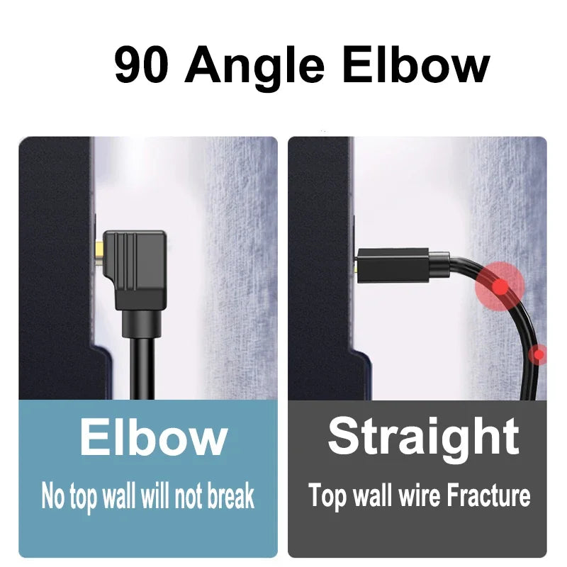 90 Degree HDMI 2.0 Cable - Graphene Enhanced for Space-Saving Installations | 8K, 3D & High Refresh Rate Aux Cable Hdmi Cable - AMULET RING STORE