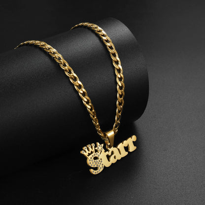 Custom Engrave Children's Name Bracelet 35cm Necklace Stainless Steel Jewelry Sets for Kids Baby Personlized Crown Birthday Gift