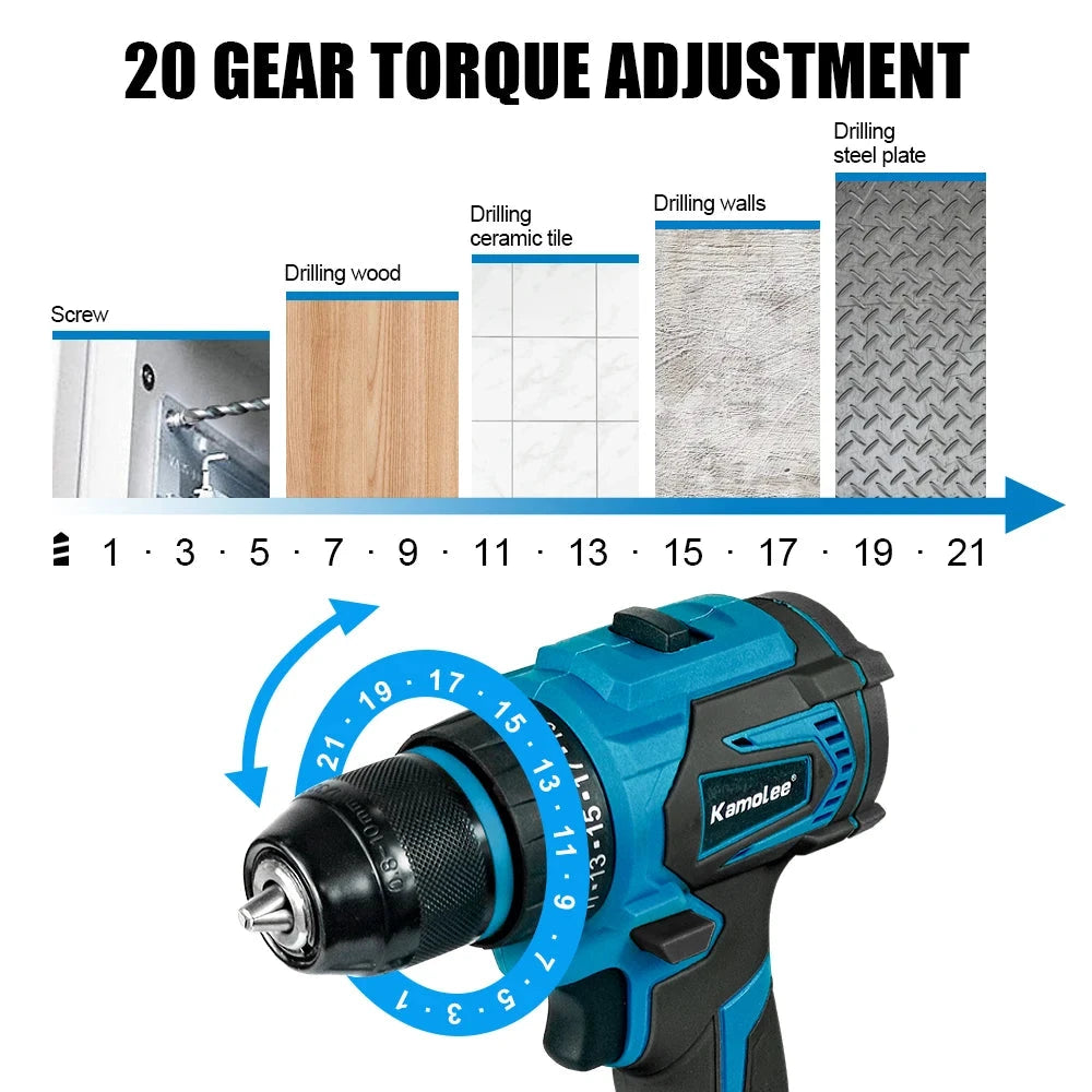 Kamolee 10mm Cordless Electric Impact Drill Electric Screwdriver Home DIY Power Tools For Makita 18V Battery - AMULET RING STORE