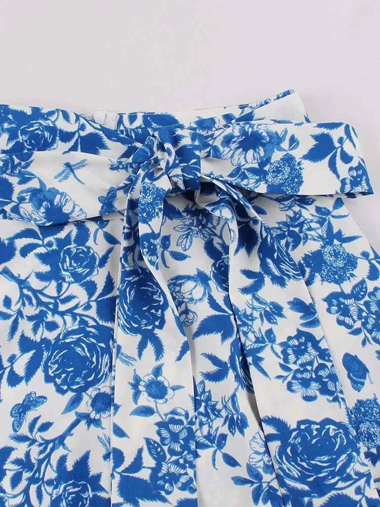 Women's High Waist Pleated Midi Skirts Female Summer Plaid Vintage Casual A-line Loose Skirt With Belt Pocket