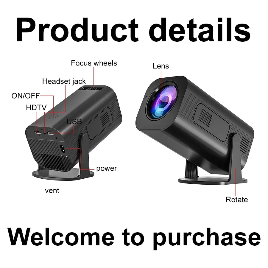 HP330 Portable LED Short Focus Projector 210Ansi 1280*720P Android 11 BT5.0 WIFI Allwinner H716 Halloween Gift Proyector