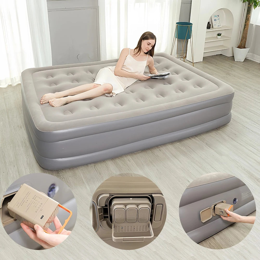 2 Persons Inflatable Mattress Indoor Outdoor Air Cushion 48cm High Bed