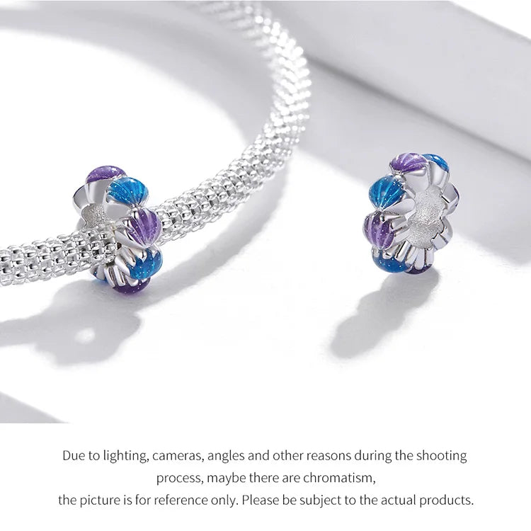 BISAER 925 Sterling Silver Charm Ocean Style Fish Dolphin Mermaid Shell Blue CZ Bead For Necklace&Bracelet DIY Fine Jewelry Gift - AMULET RING STORE