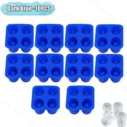 4Cup Shape Silicone Ice Cube Mold Tray for Summer Bar Party DIY Cold Drinks Kitchen Essential Ice Cup Maker Compartment Mold - AMULET RING STORE