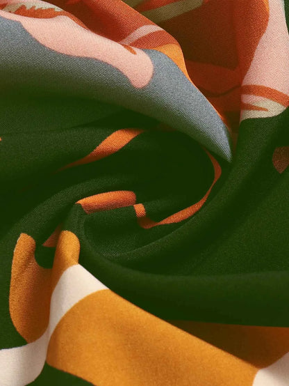 Women Floral Print Elastic Waist Pleated Skirt Multiple Colors All-match Lady Skirt