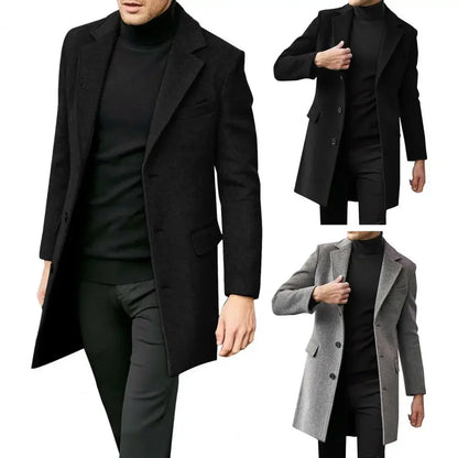 British style long-sleeved woolen coat autumn and winter men's trendy coat Casual Business Jackets Man Warm Coat Outerwear men's