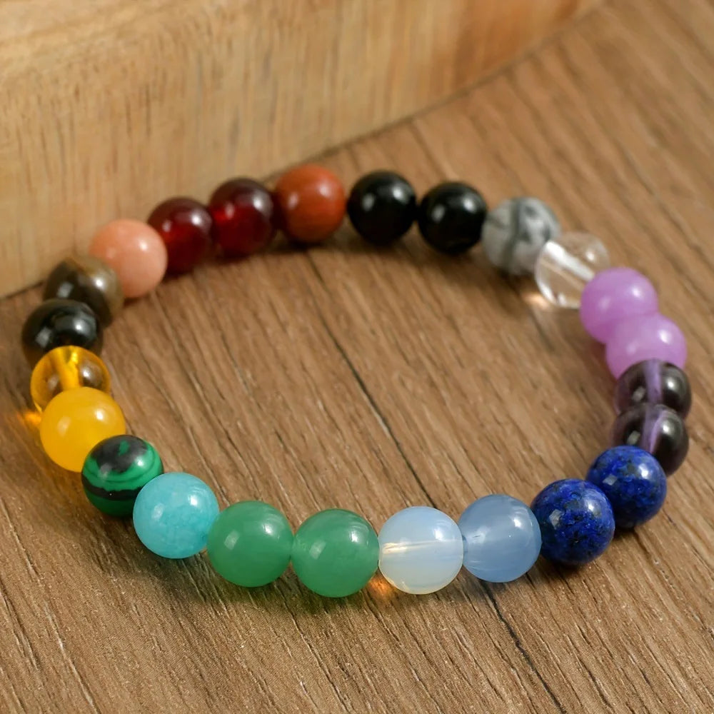 Natural Stone Symbolic Beaded Bracelet Women Men Anxiety Relief Protection Money Spiritual Inner Self-Love Jewelry