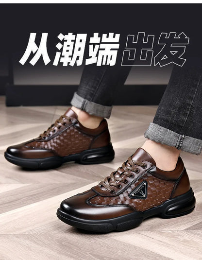 Men's Shoes Original Casual Leather Men Training Wear Resistant Sneakers Outdoor Male Treking Footwear Breathable Lace-up Shoes