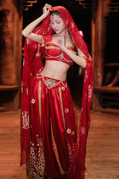 2025 summer new Indian traditional clothing Indian dance costumes improved saree women sexy Indian sequins belly dance dress a6