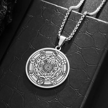 Seven Archangels Seal Necklace Pendant Solomon's Four-Word Seal Amulet Necklace