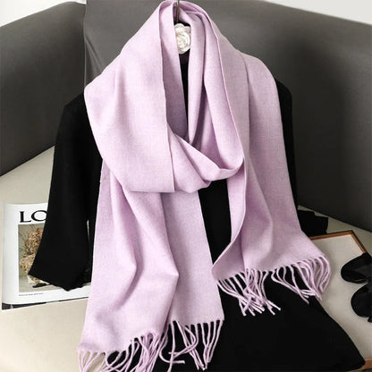 62Color Solid Women Winter Scarf Warm Thicken Cashmere Shawl Outdoor Fashion Luxury Tassels Pashmina Lady Wrap Windproof Scarves