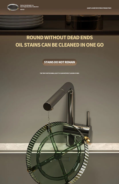 Kitchen Spice Rack Double Layer 360° Rotating Seasoning Holder Large Capacity Shelf Snacks Cosmetics Office Bathroom Storage - AMULET RING STORE