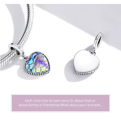 BISAER 925 Sterling Silver Charm Ocean Style Fish Dolphin Mermaid Shell Blue CZ Bead For Necklace&Bracelet DIY Fine Jewelry Gift - AMULET RING STORE