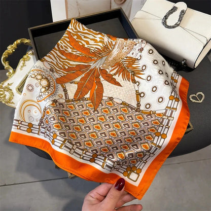 Luxury Fashion Print Square Scarf Women Soft Satin Scarves Bandana Hijab Neckerchief Shawl Kerchief Hair Band Foulard Lady - AMULET RING STORE
