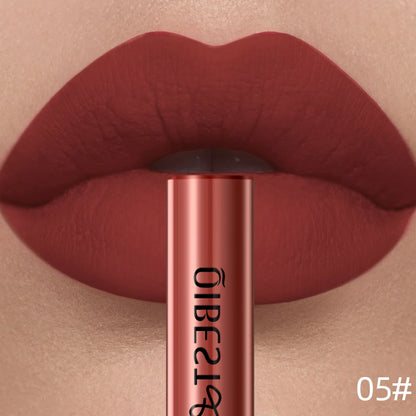 QIBEST Matte Liquid Lipstick Waterproof Long Lasting Velvet Lip Gloss Tint Tube Matte Nude Pigment Red Lipgloss Lips Makeup - AMULET RING STORE