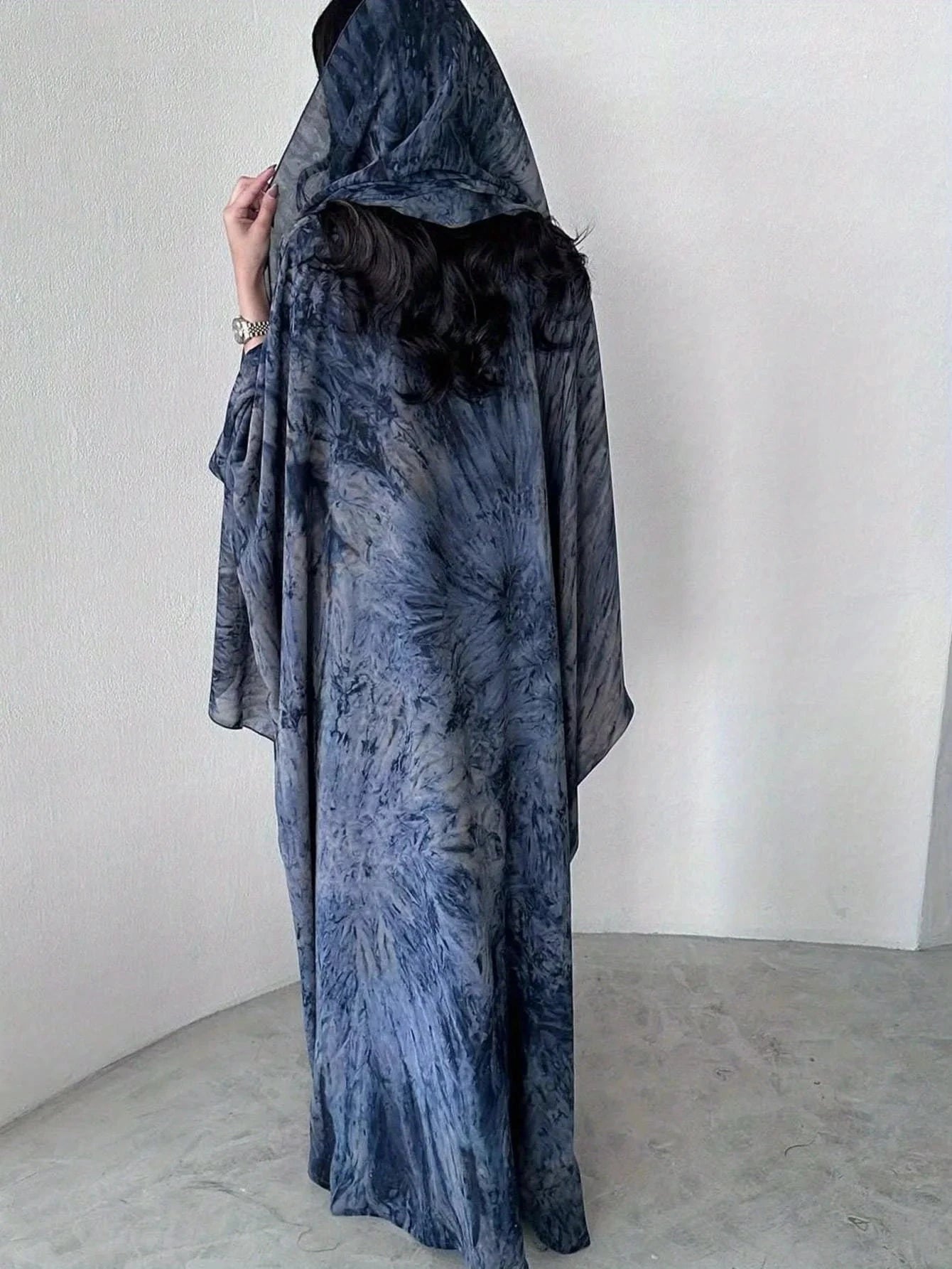 Middle Eastern Tie Dye Loose Abaya Full Sleeve Open Front Abayas Turkey Kaftan Arabian Maxi Dresses Women Jilbabs Without Hijab - AMULET RING STORE