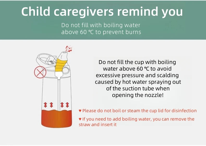 400ML Kids Water Bottle Cartoon Animal Thermos Mug Baby Duck Billed Straw 316 Stainless Steel Vacuum Flasks Thermos Bottle - AMULET RING STORE