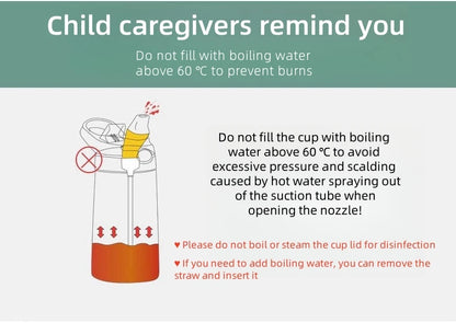 400ML Kids Water Bottle Cartoon Animal Thermos Mug Baby Duck Billed Straw 316 Stainless Steel Vacuum Flasks Thermos Bottle - AMULET RING STORE