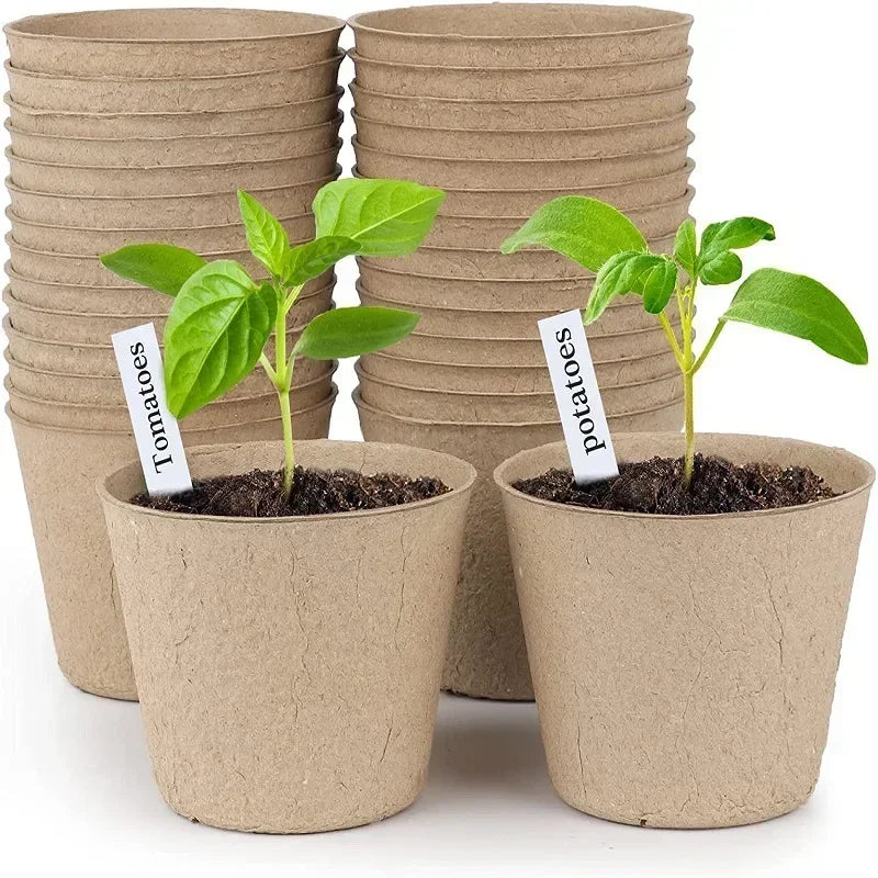 20-200PCS Environmental protection Garden Round Peat Pots Plant Seedling Starters Cups Nursery Herb Seed Tray Planting Tools - AMULET RING STORE