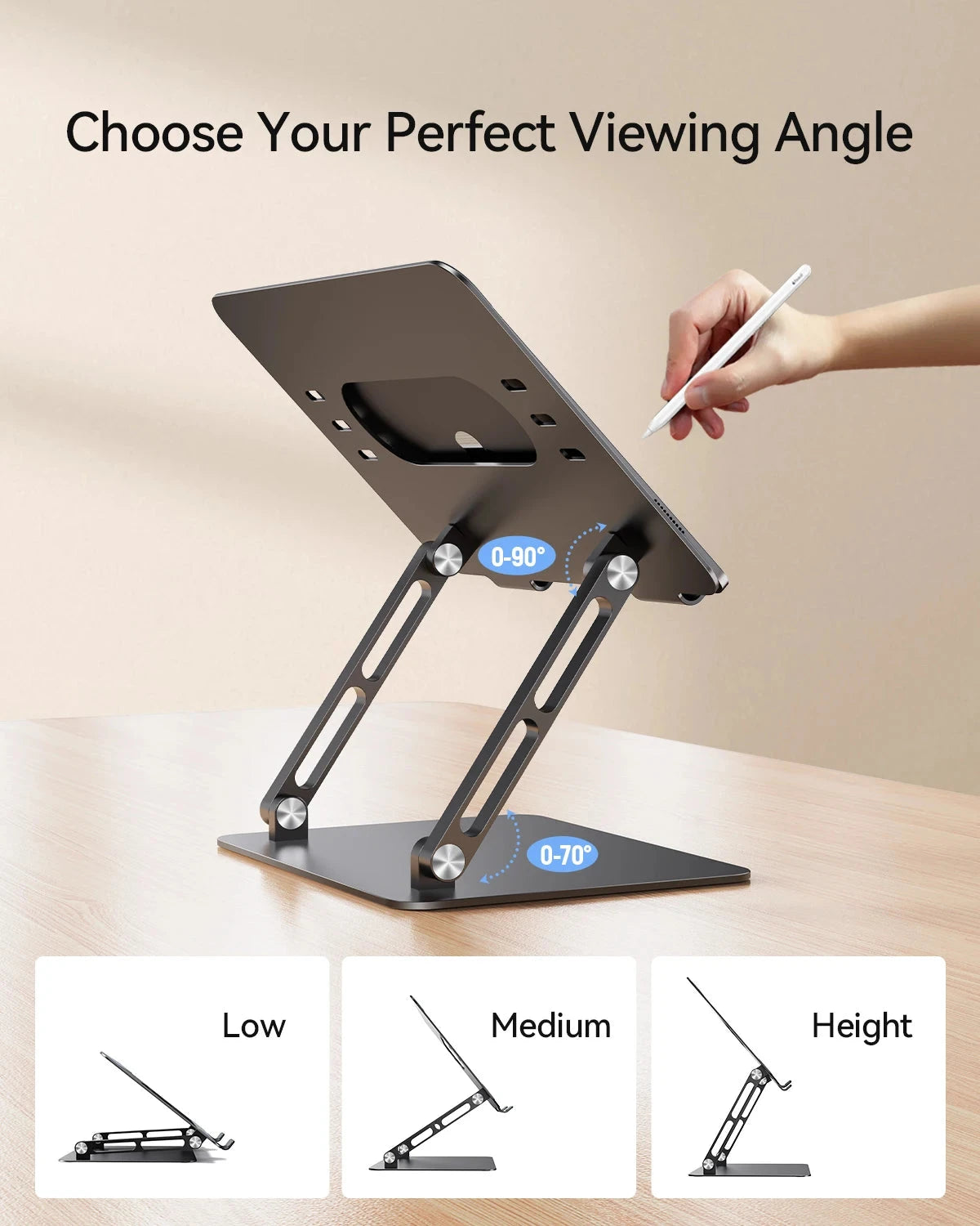 ST05 Laptop Stand Adjustable Aluminum Laptop Stand for Desk Ergonomic Computer Riser Sturdy Notebook Stand Laptop Within 10-17” - AMULET RING STORE