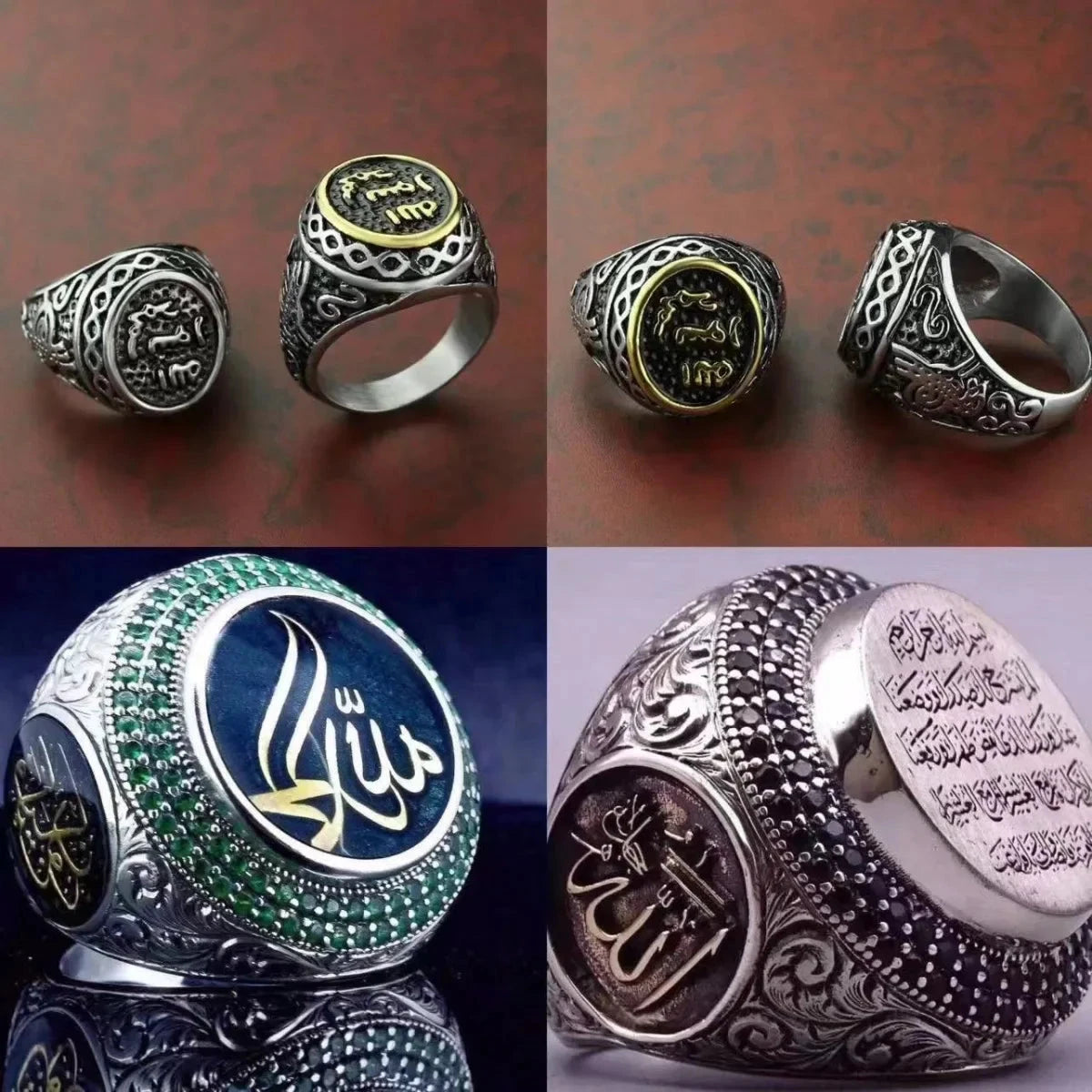 Vintage Arab Style Rings for Men Stainless Steel Ethnic Jewelry Arabian Calligraphy Machete Koran Scripture Shaped Exotic Gifts - AMULET RING STORE