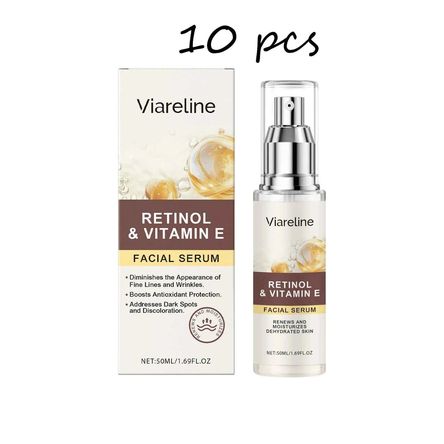 Viareline Retinol Facial Serum Gentle Hydrating Remove Dark Spots Fade Fine Lines Lasting Booster Glowing Daily Skin Face Serum