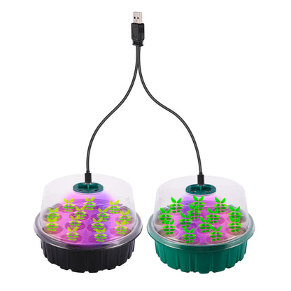 Seedling Nursery Box With LED Growing Light Seed Starter Tray Seedling Breeding Pot Garden Greenhouse Germination Planter - AMULET RING STORE