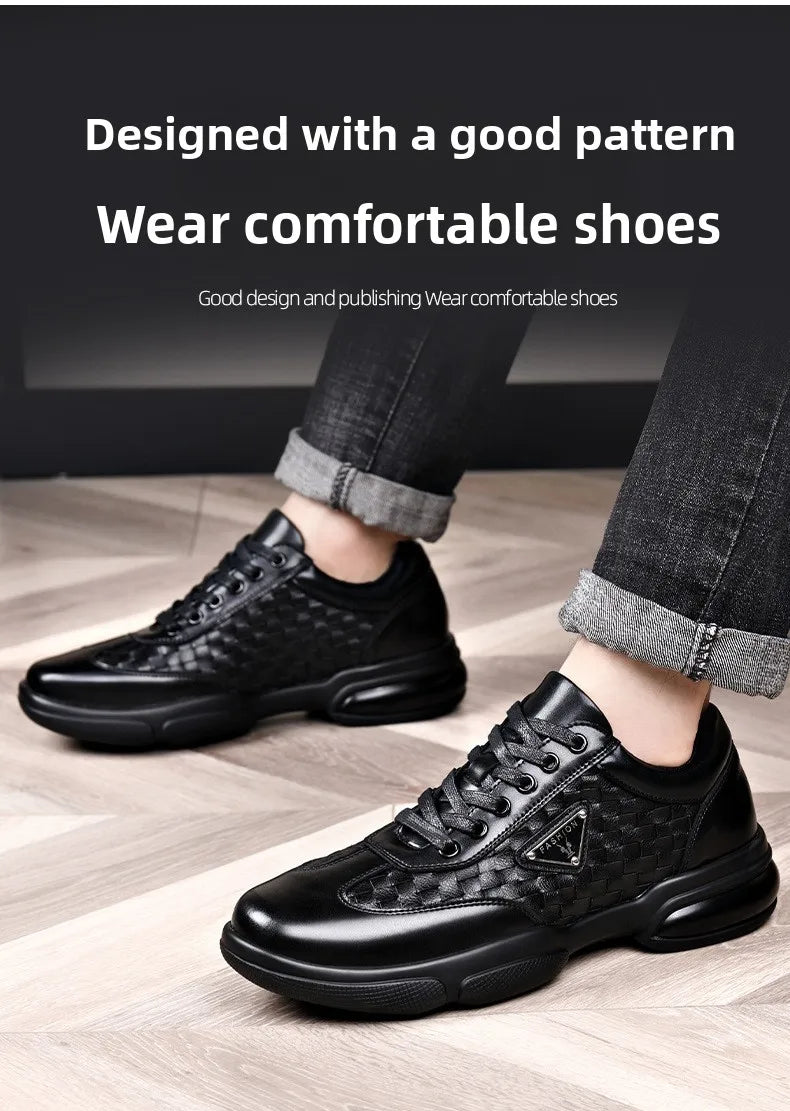 Men's Shoes Original Casual Leather Men Training Wear Resistant Sneakers Outdoor Male Treking Footwear Breathable Lace-up Shoes