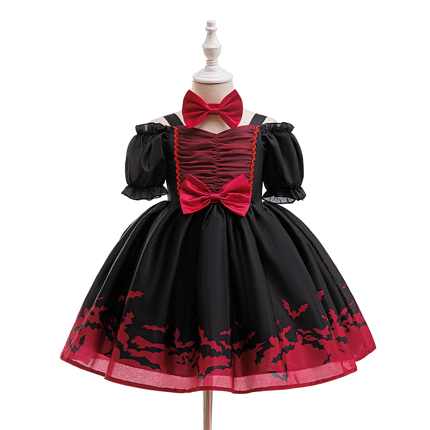 Girl Halloween costume 4-8 Yrs Halloween Theme Party Dresses Skeleton Bat Pumpkin Print Frocks Luxury Fluffy Kids Elegant Gown