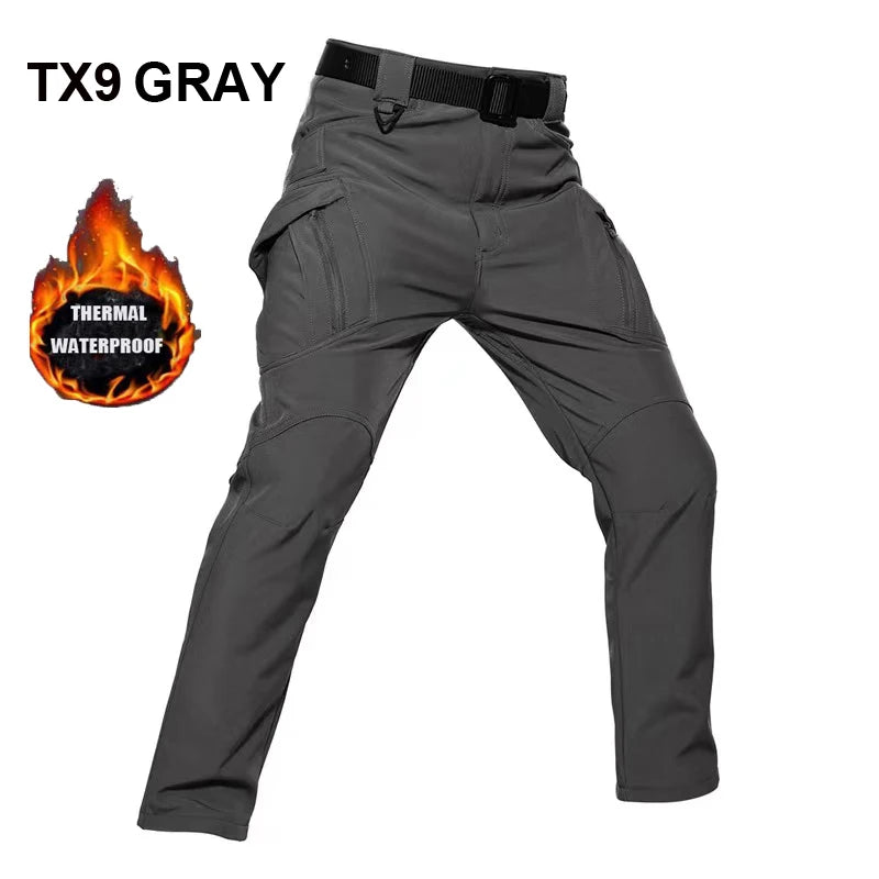 Men's City Cargo Autumn Winter Fleece Softshell Hiking Pants Fishing Climbing Trekking Casual Hunting Camping Trousers M-5XL