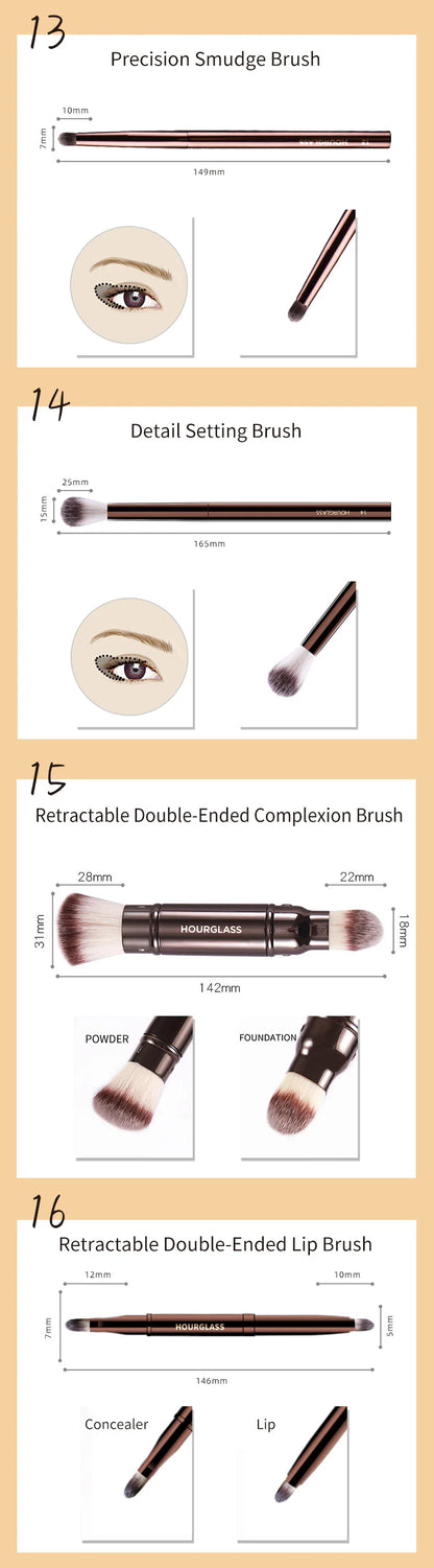 Hourglass Makeup Brushes Powder Foundation Concealer Blusher Bronzer Eye Shadow Eyebrow Eyeliner Sculpting Brush - AMULET RING STORE