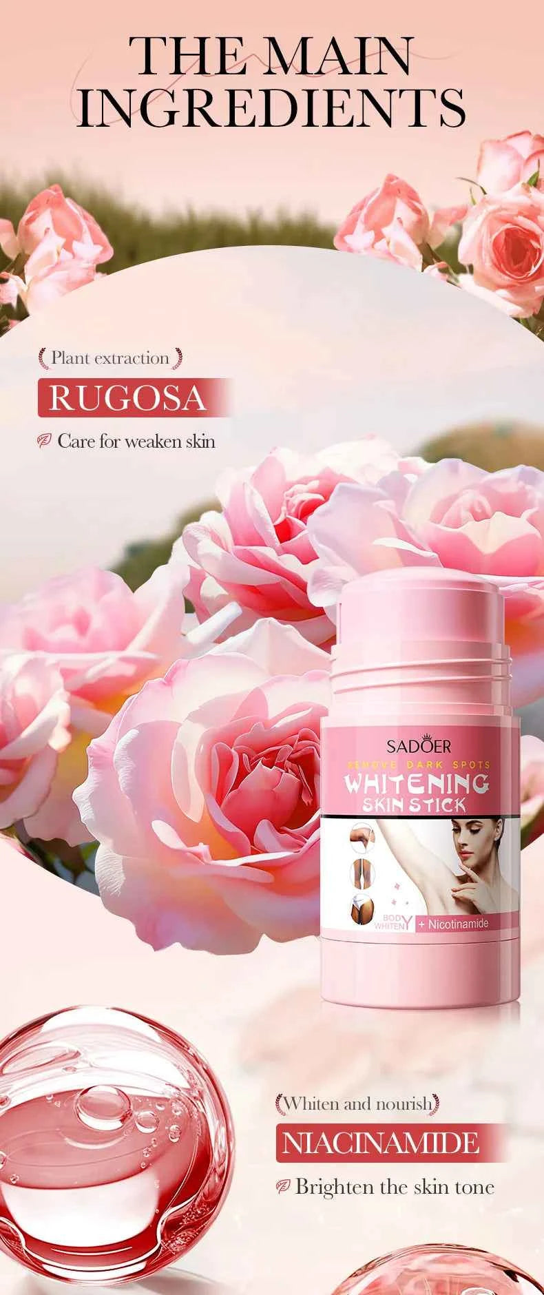 Niacinamide Whitening Cream Stick Remove Dark Spots Bleaching Private Parts Underarm  Brighten Butt Knee Inner Thigh Body Care