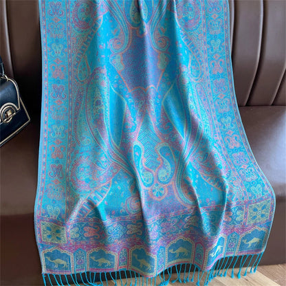 Elegant Ethnic Autumn Cashmere Shawl for Women Jacquard Pashmina Scarves Bufandas De Invierno Mujer Female Foulard Stoles Scarf - AMULET RING STORE