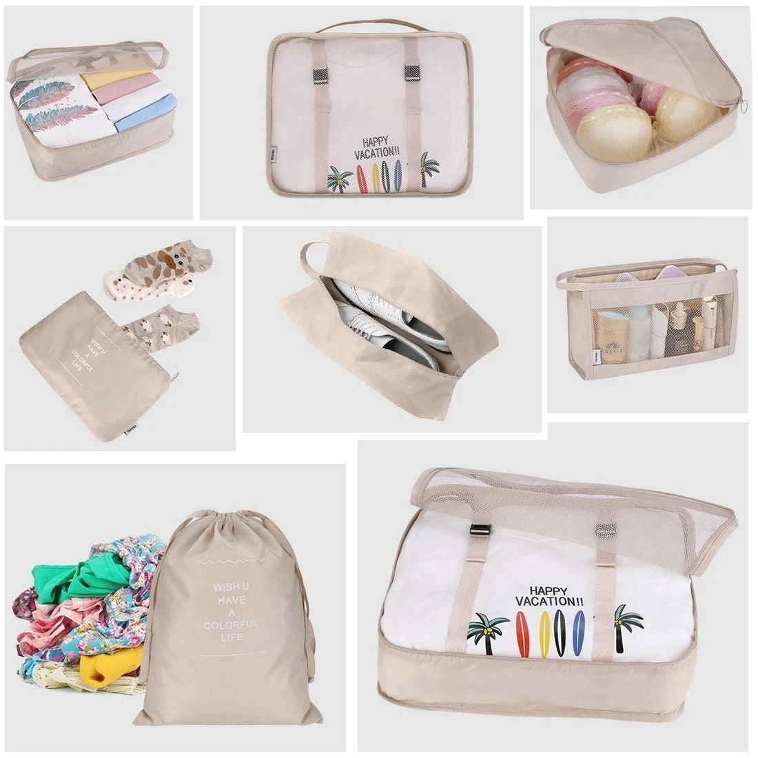 8/7/6 pieces Set Travel Organizer Storage Bags Suitcase Packing Set Storage Cases Portable Luggage Organizer Clothe Shoe Pouch - AMULET RING STORE